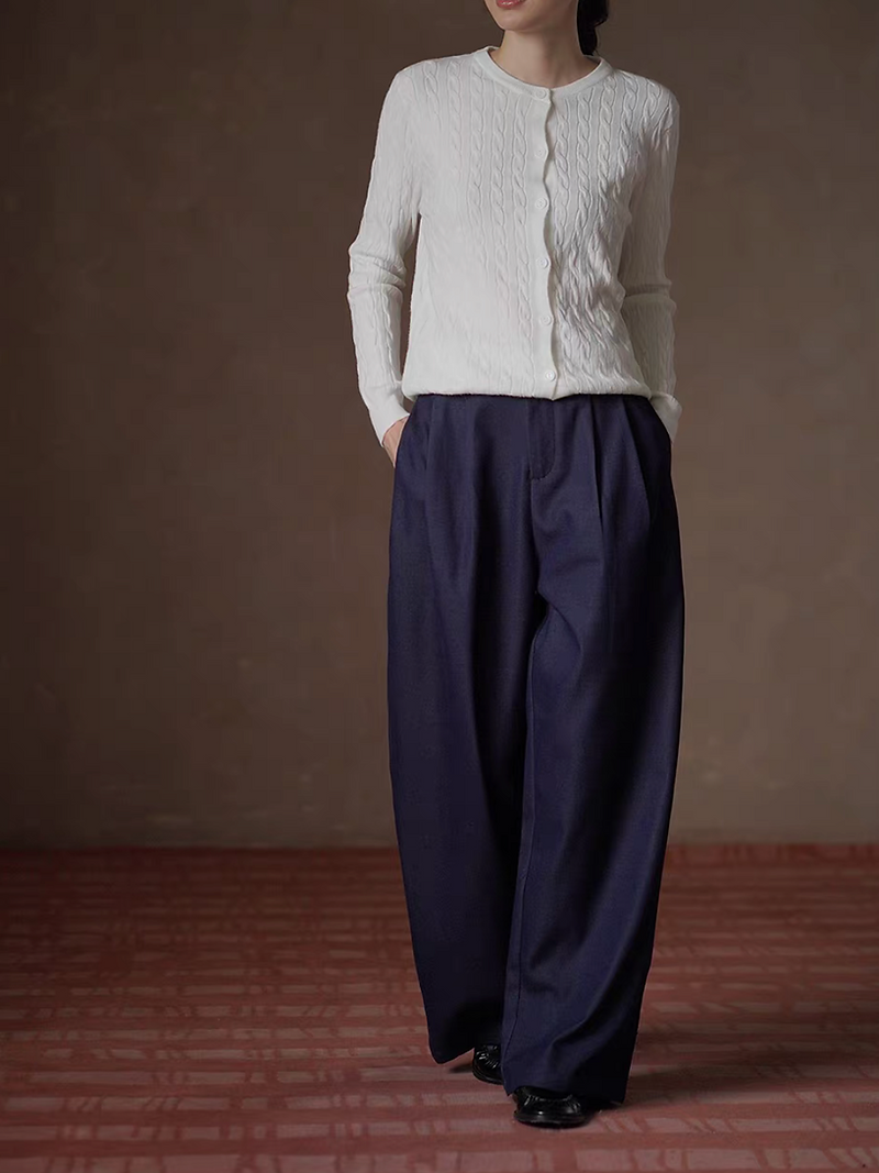 High waisted back elasticated tencel denim pleated straight pants 7