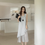 Thumbnail: Docking back pin diagonal contour tencel chiffon linen sleeveless sora dress