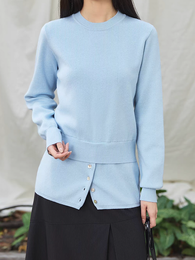 30% Alpaca wool rayon buttoned crewneck connected jumper 5