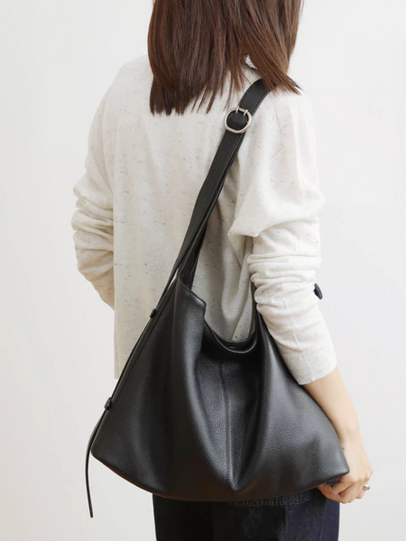 Toga embossed calf leather side adjusted buckle drape bucket bag