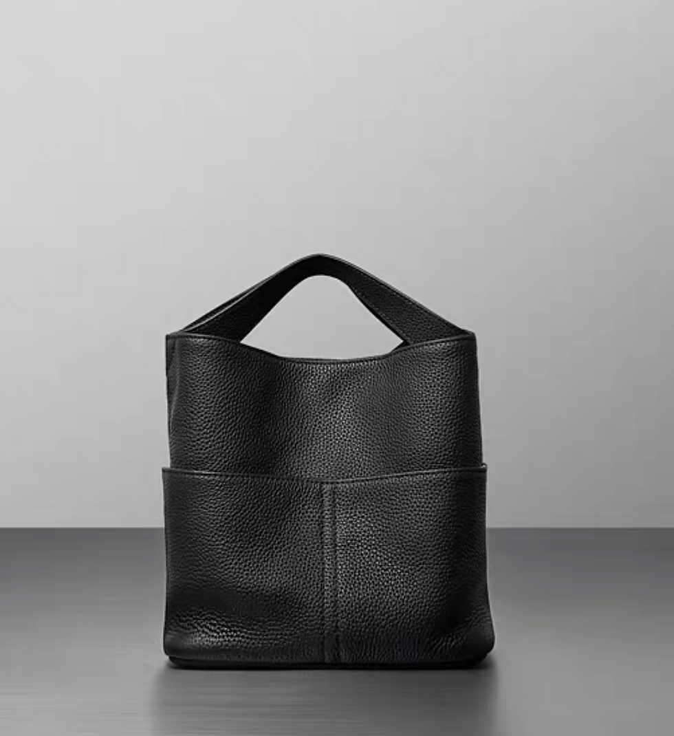 Thumbnail: Toga embossed outer pockets handle + crossbody bucket bag