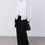Thumbnail: Stitched pockets linen crewneck sheer cardigan / blouse