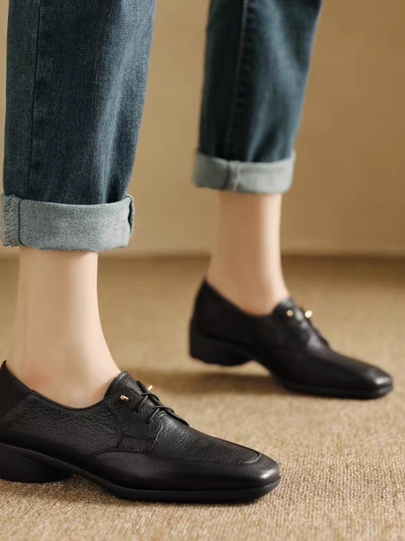 Grain lambskin lacing pin loafers 4