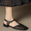 Thumbnail: T strap weaved calf leather sandals