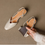 Thumbnail: Calf leather crossed straps low heel sling back shoes