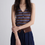 Thumbnail: Halter striped stretchy shell buttoned vest