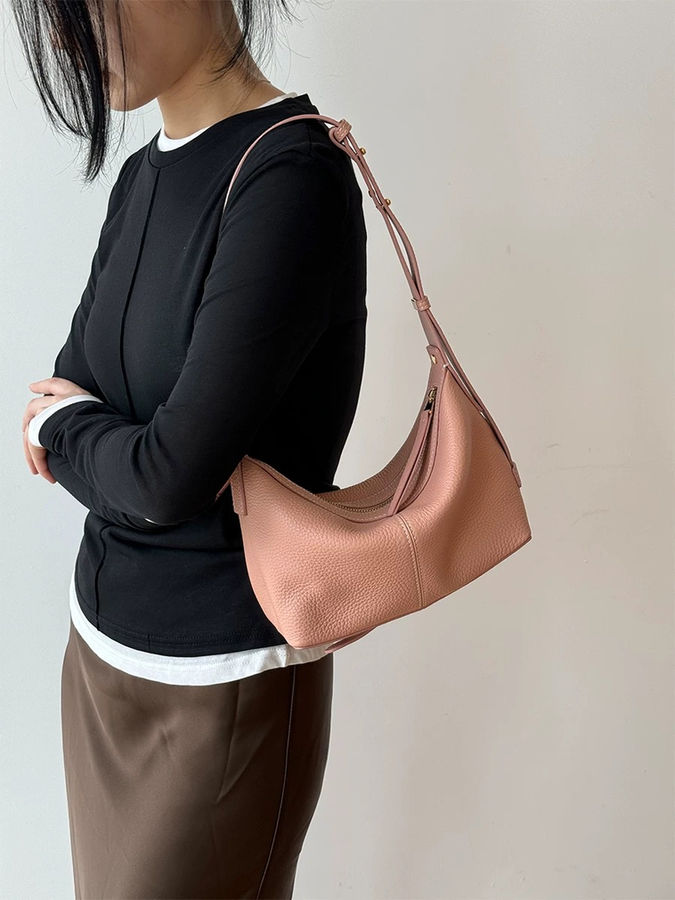 Small size toga embossed calf leather drape shoulder bag + crossbody bag 10