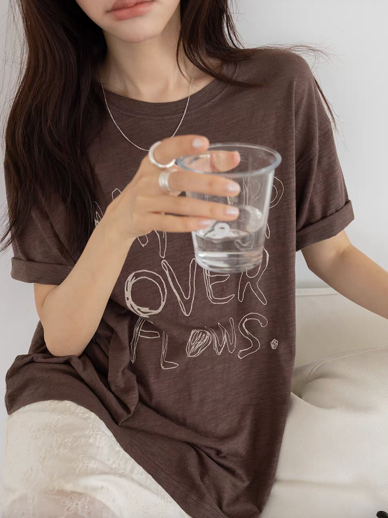 My Cup Over Flows print cotton crewneck tee 11