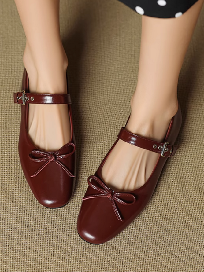 Calf leather ribbon mary janes 2