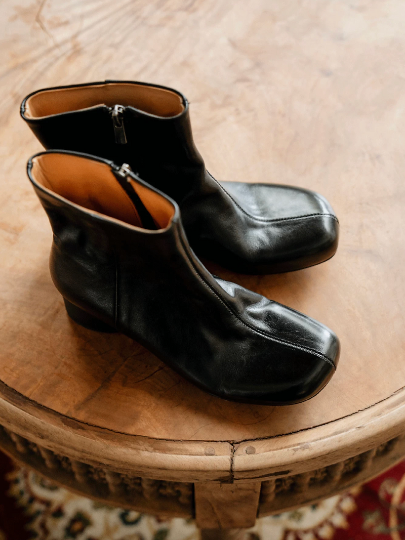 Made in Italy Italian calf leather round toe side zipped ankle boots 3