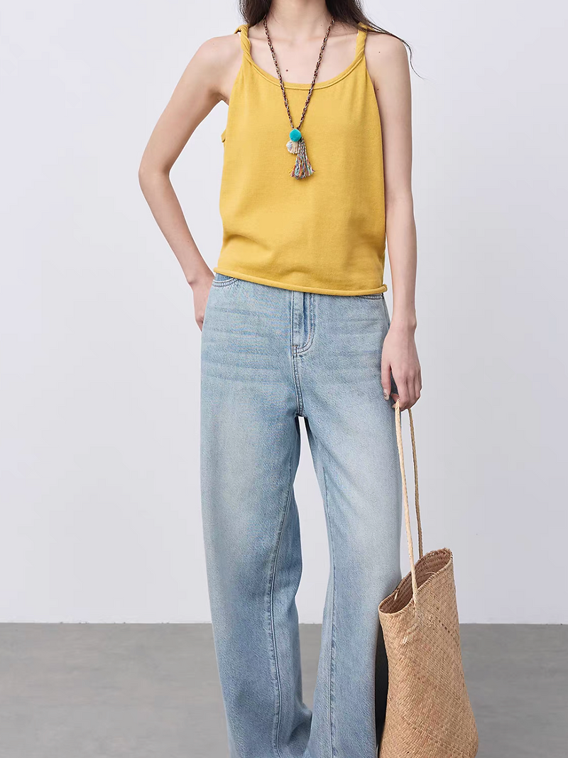 Twist straps cotton linen halter linen cotton camisole 7