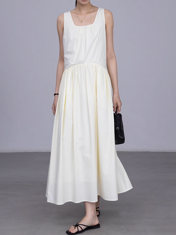 Cotton rayon ruffle sleeveless dress