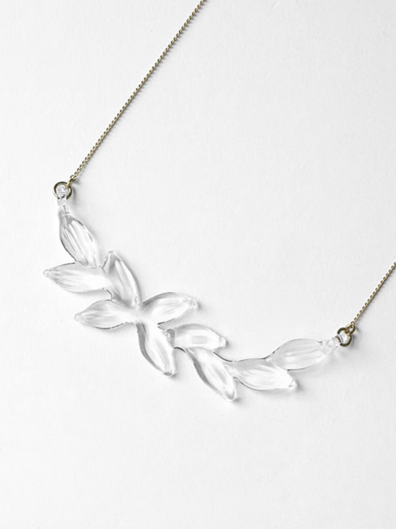 Handmade Hario yureha Maako Kido leafy glass necklace 3