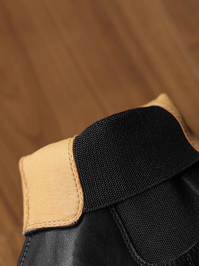 Calf leather front stitched trim square toe ankle boots 14