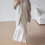 Thumbnail: V neck laced trim side drawstrings cotton ivory sleeveless dress