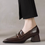 Thumbnail: Metal deco calf leather pointy chunky heels