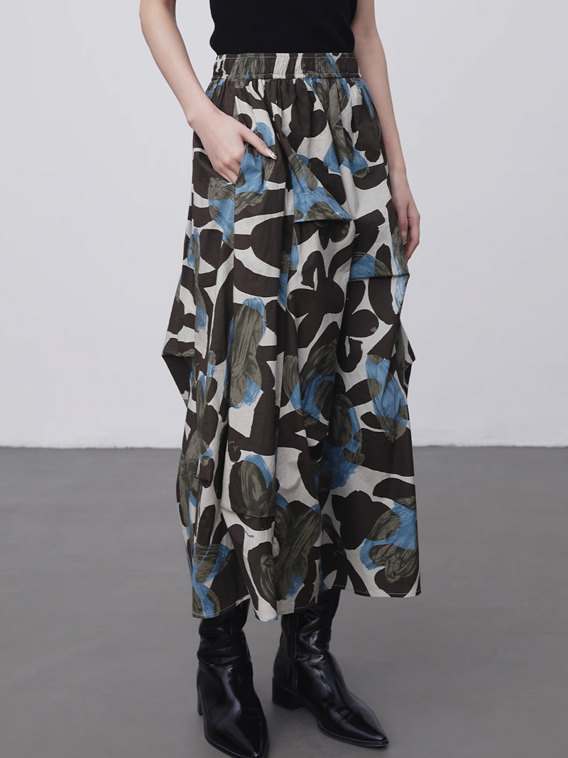 Painter's floral pleated elasticated cotton skirt 6