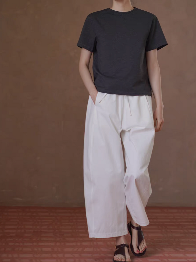 Crewneck charcoal color back contour cotton modal tee 4