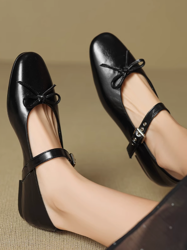Calf leather ribbon mary janes 1