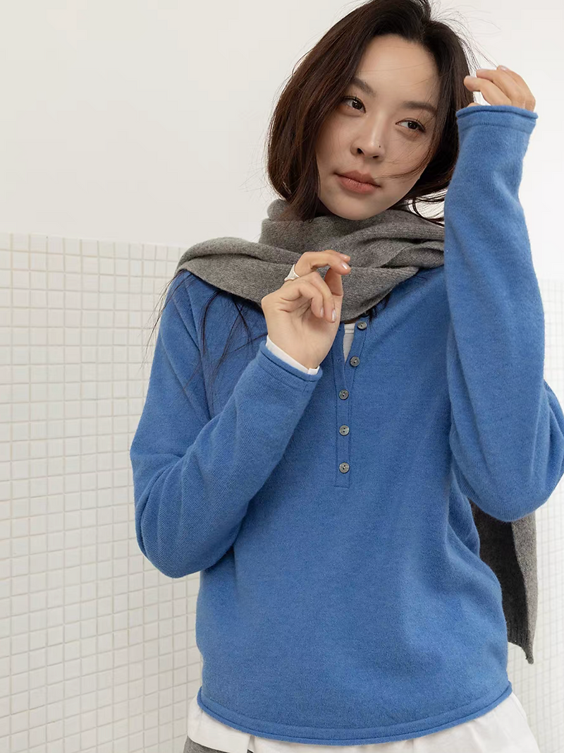 Alpaca wool rayon buttoned knitwear 10