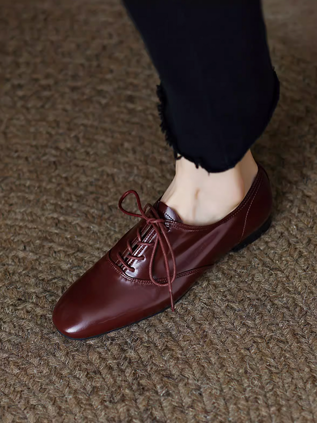 Lambskin oil waxed leather lacing shoes 2