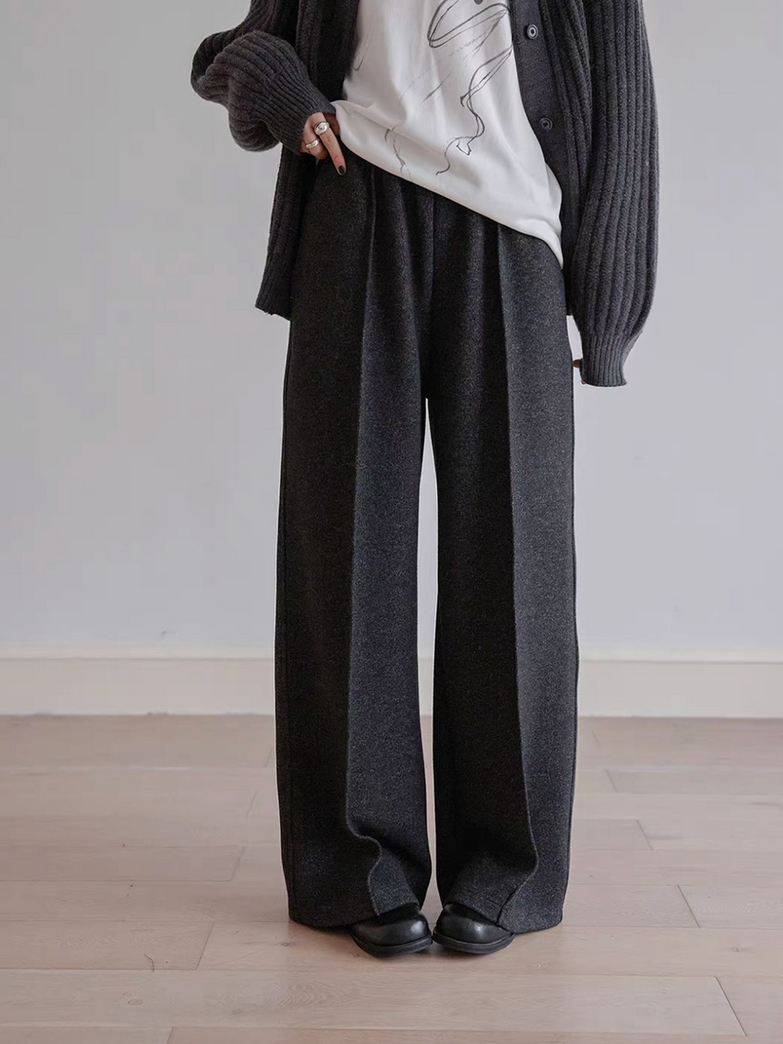 20% Wool tencel poly rayon drawstring elasticated pleated casual pants 4