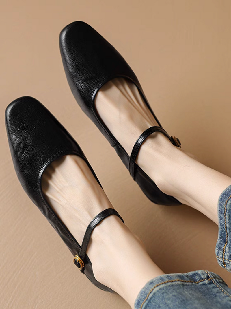 Lambskin selective heel height Mary Janes 6