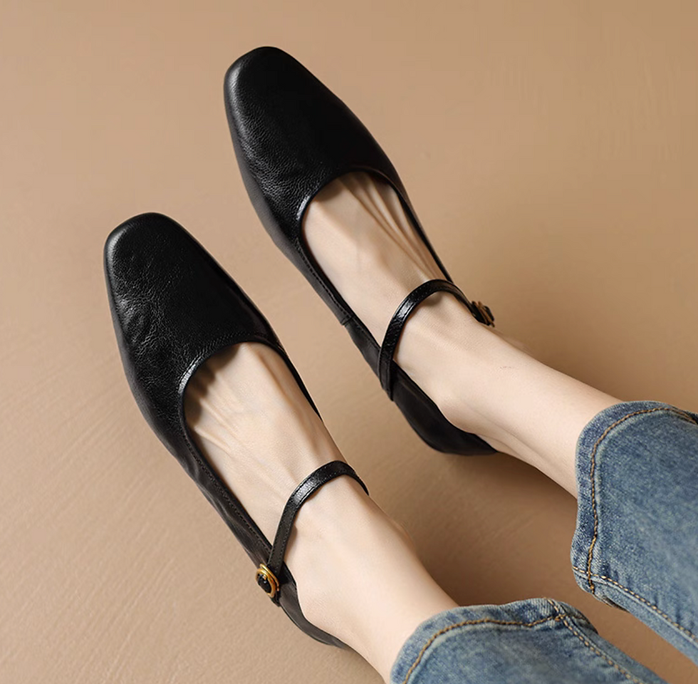 Thumbnail: Lambskin selective heel height Mary Janes