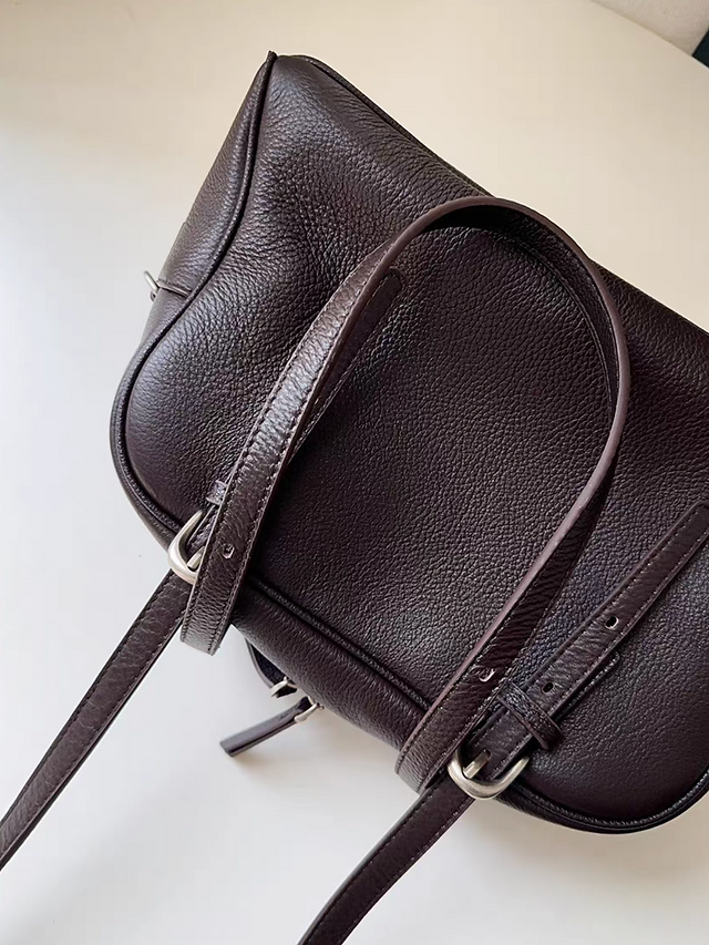 Brown toga embossed buckle straps calf leather shoulder + crossbody bag 8