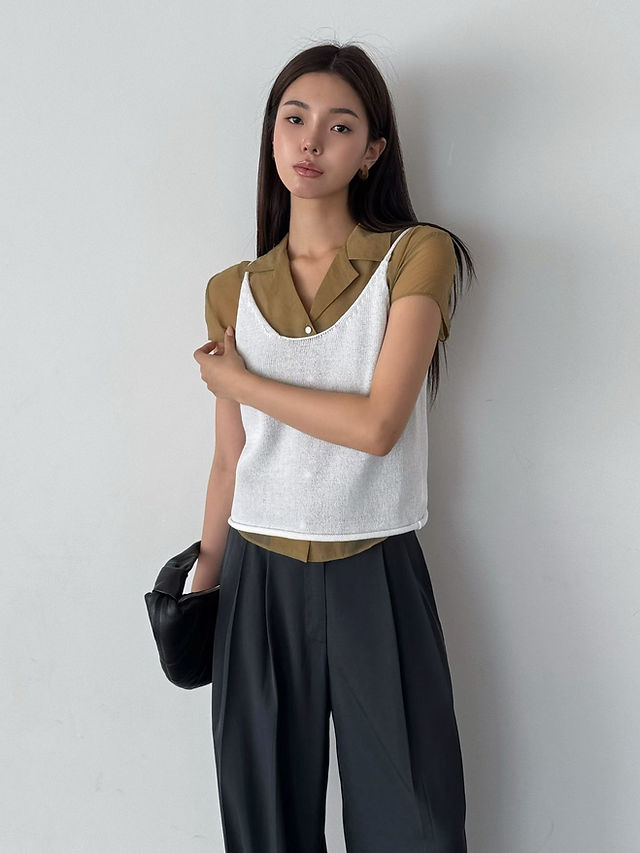 Shoulder adjustable straps U neck knitted acrylic poly camisole 9