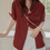 Thumbnail: Linen tencel shell buttoned mid length shortsleeved shirt