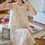 Thumbnail: Tencel chiffon poly lined two way belted pinkish ivory sleeveless lined dress