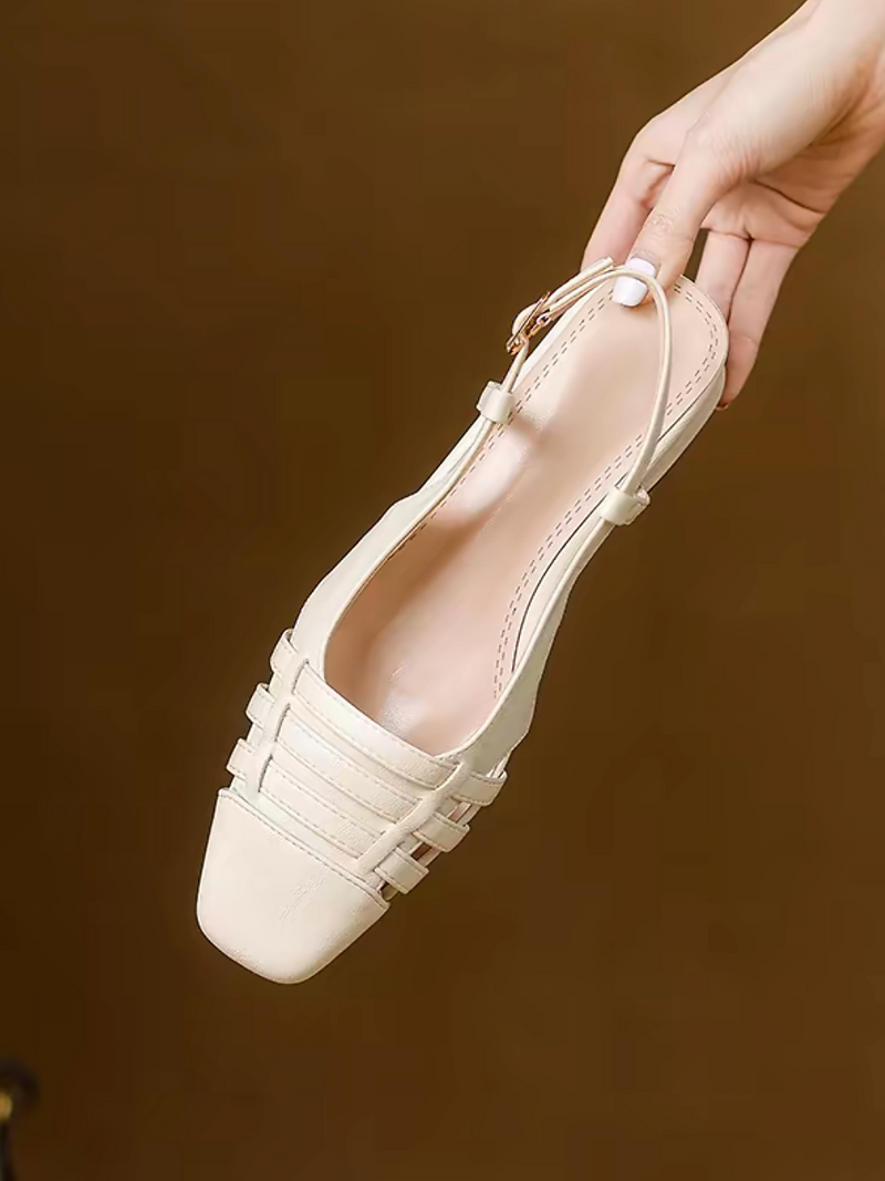 Calf leather weaves sling back low heel sandals 10