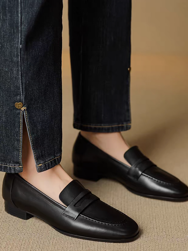 Brushed off calf leather crochet penny saver loafers 13