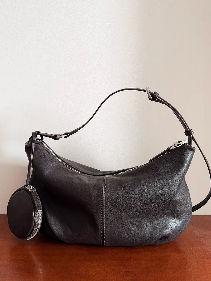 Coin pouch charm calf leather drape dumpling shoulder + crossbody bag 1