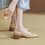 Thumbnail: Lambskin sling back wood heel shoes / sandals