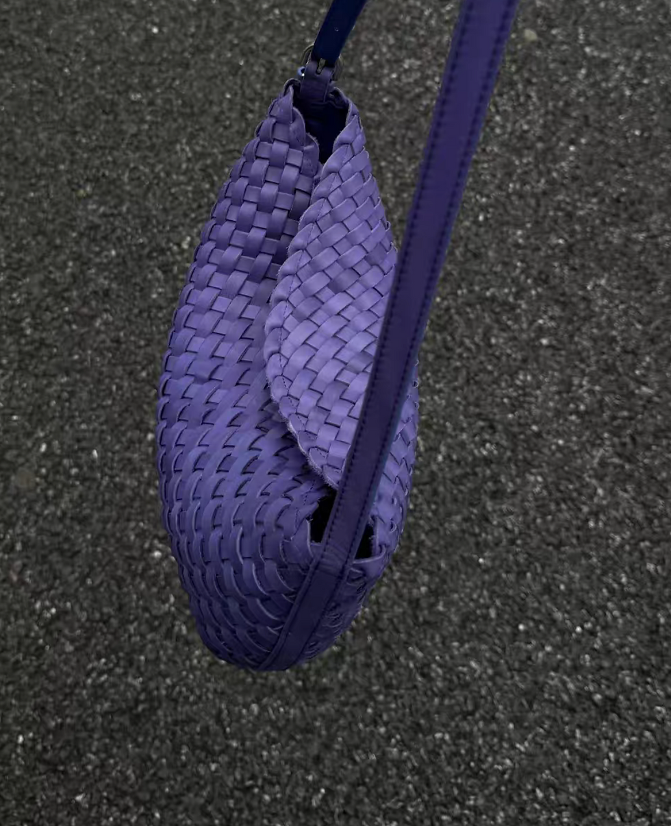 Thumbnail: Woven calf leather flap dumpling shoulder +crossbody bag