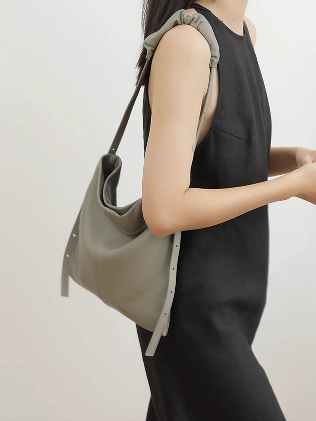 3 way lambskin ruffled strap shoulder + crossbody totebag 10