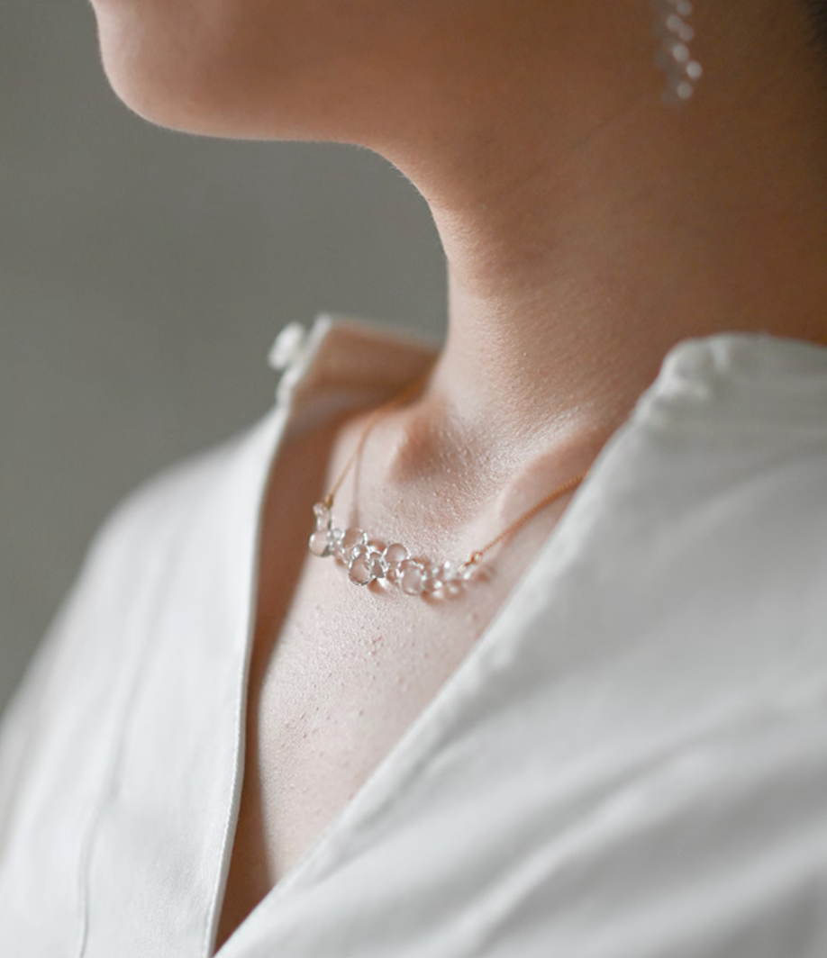 Thumbnail: Handmade Hario droplets gloss glass necklace