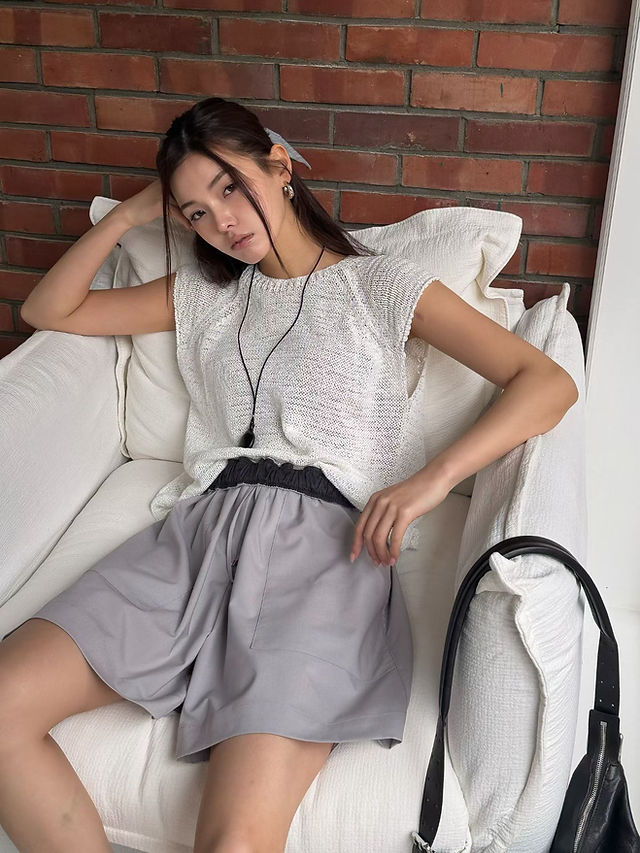 Flutter sleeves nylon knitted top  6