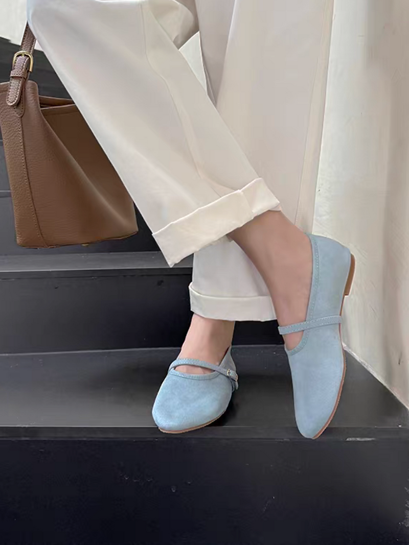 Calf leather suede pastel blue Mary Janes 3