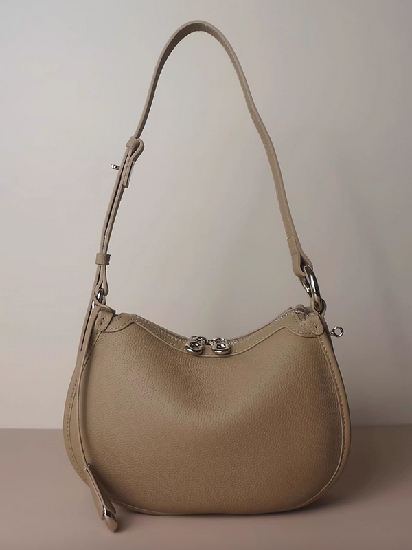 Toga embossed calf leather saddle shoulder + crossbody bag with tag