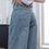 Thumbnail: High waisted acid washed denim straight pants