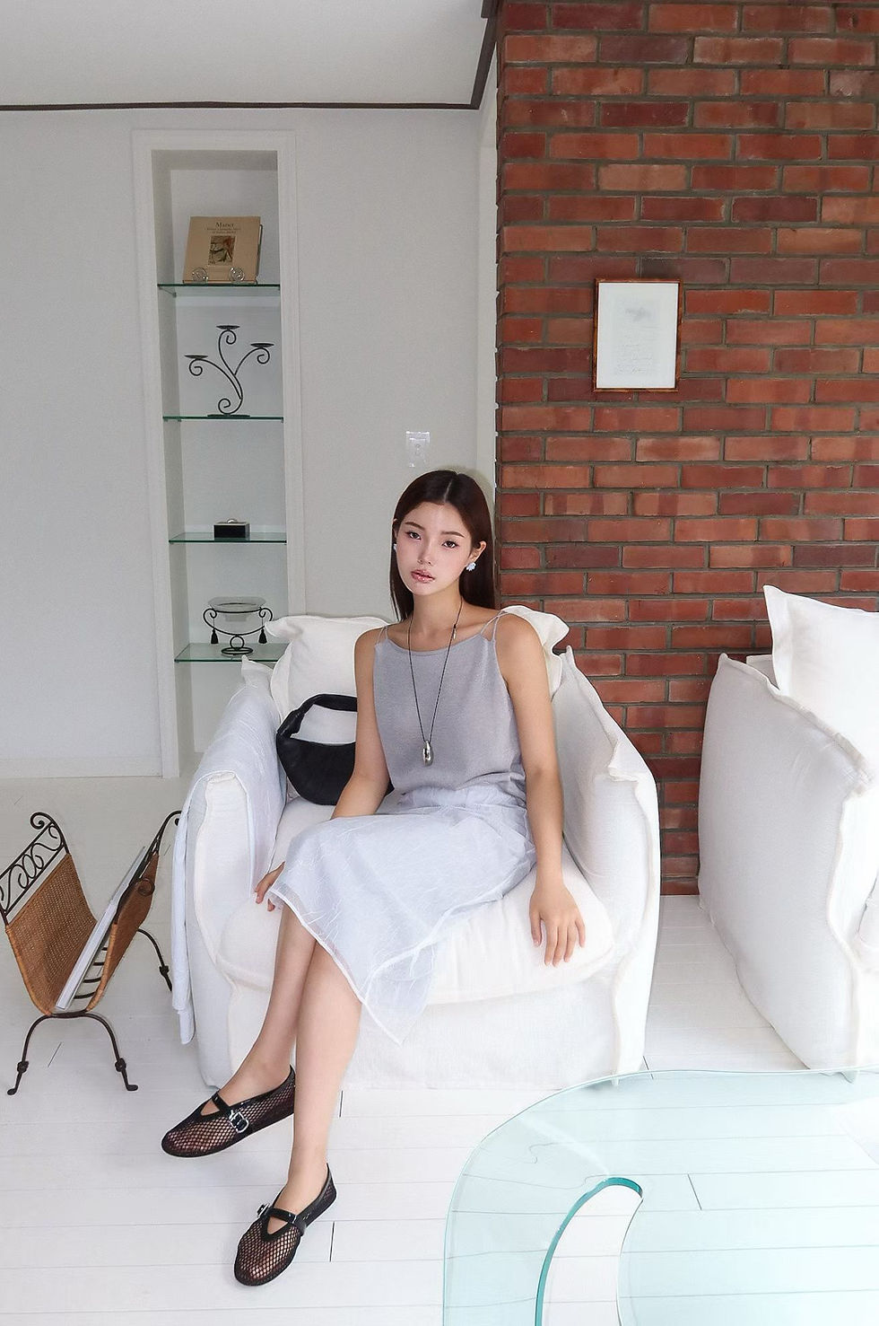 Thumbnail: Paper poly viscose double straps knitted camisole 