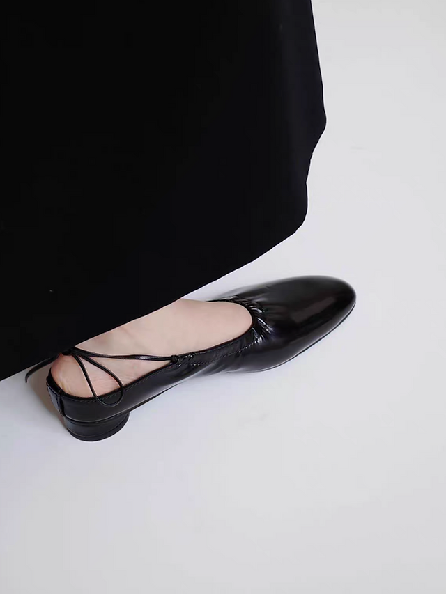 Made in Paris sheep skin round heel two way ballerinas 6