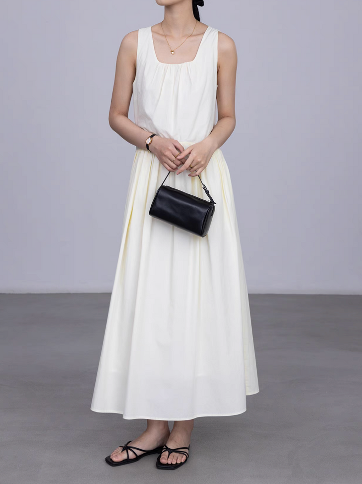 Cotton rayon ruffle sleeveless dress 2