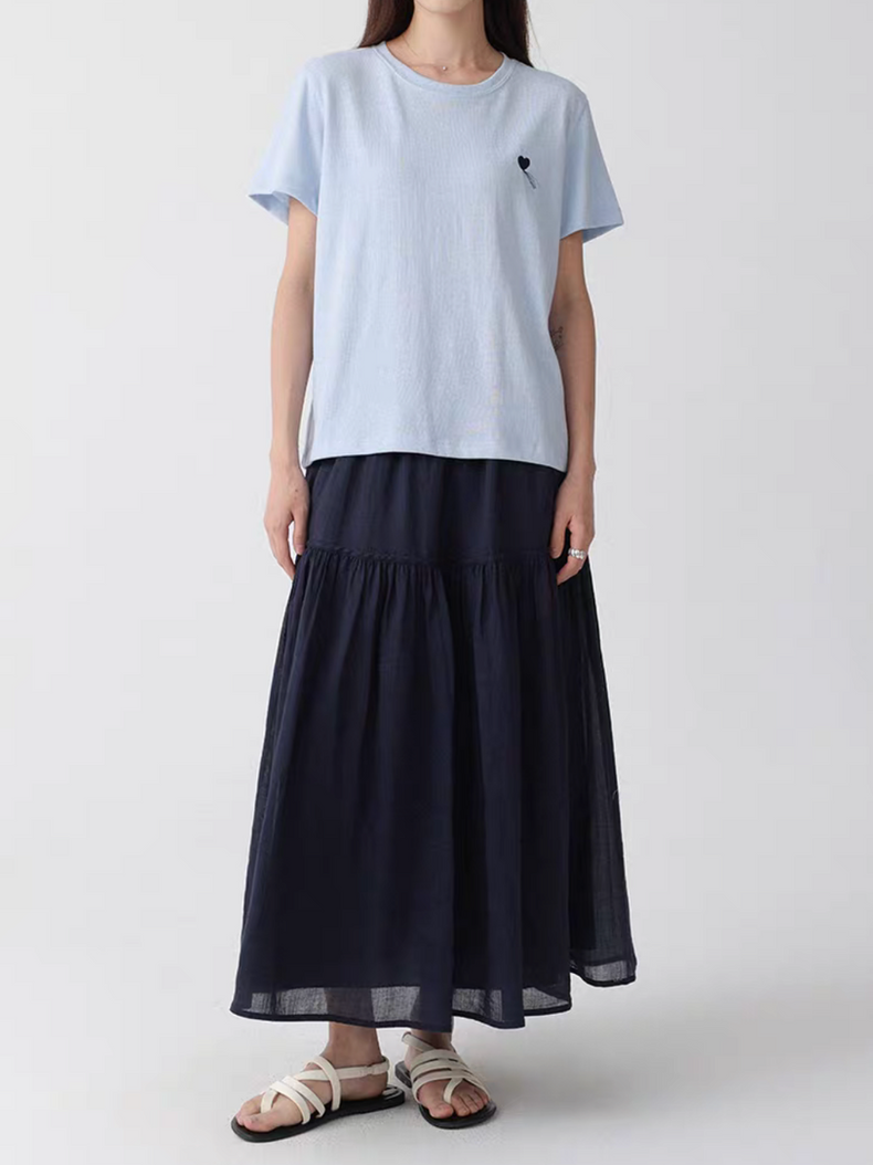 Pure linen lined elasticated skirt 13
