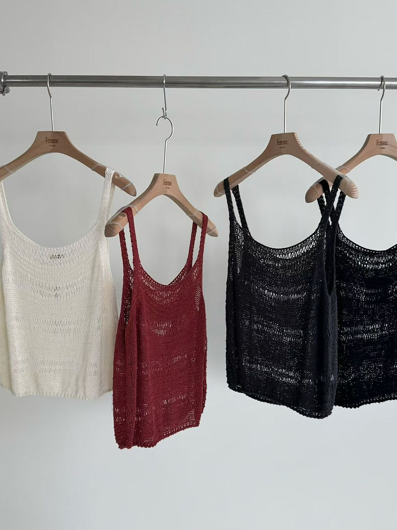 Crochet linen rayon nylon knitted camisole 5