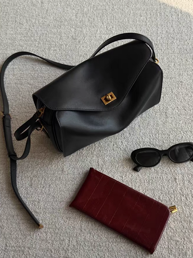 Smooth calf leather twist buckle flap rodeo shoulder + crossbody bag 2