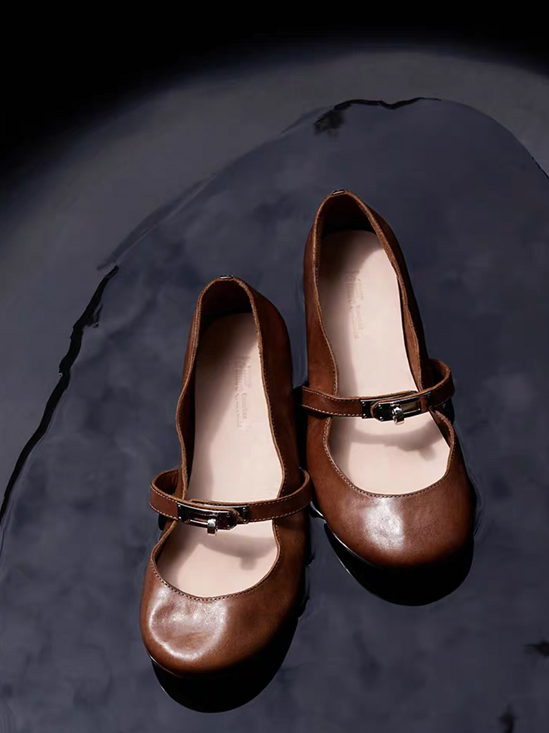 Made in Paris horse leather twist buckle ruffled Mary Janes 4